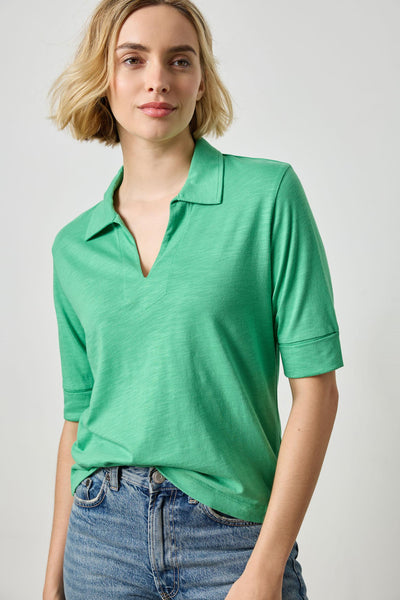 Elbow Sleeve Collared Tee in color Julep Image A1